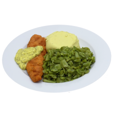 Lekkerbekje met hollandaisesaus,Sperziebonen krielaardappelen gebakken (zoutarm/natriumarm)